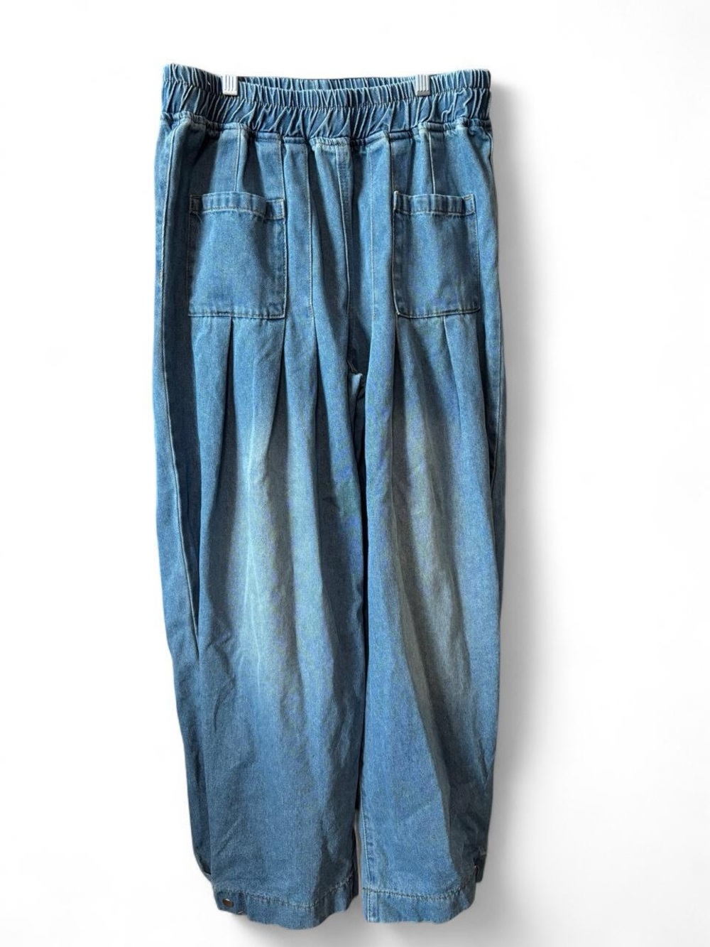 Women’s Boho Elastic Waist Blue Denim Casual Pants